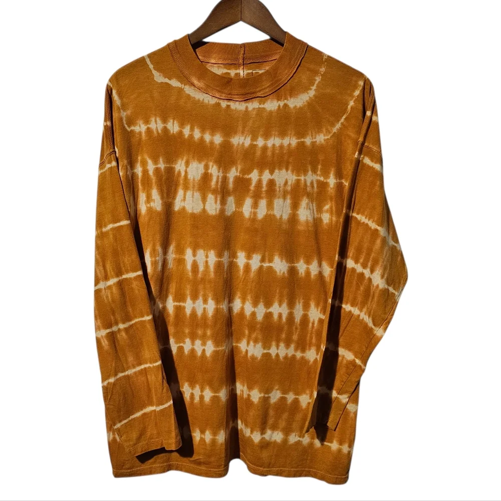 We The Free “Be Free” Tie-Dye Oversized Long Sleeve Tee- Small | Orange & White - Picture 2 of 6